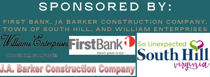 Sponsored by First Bank, JA Barker Construction, Co., Town of South Hill, and Williams Enterprises, 