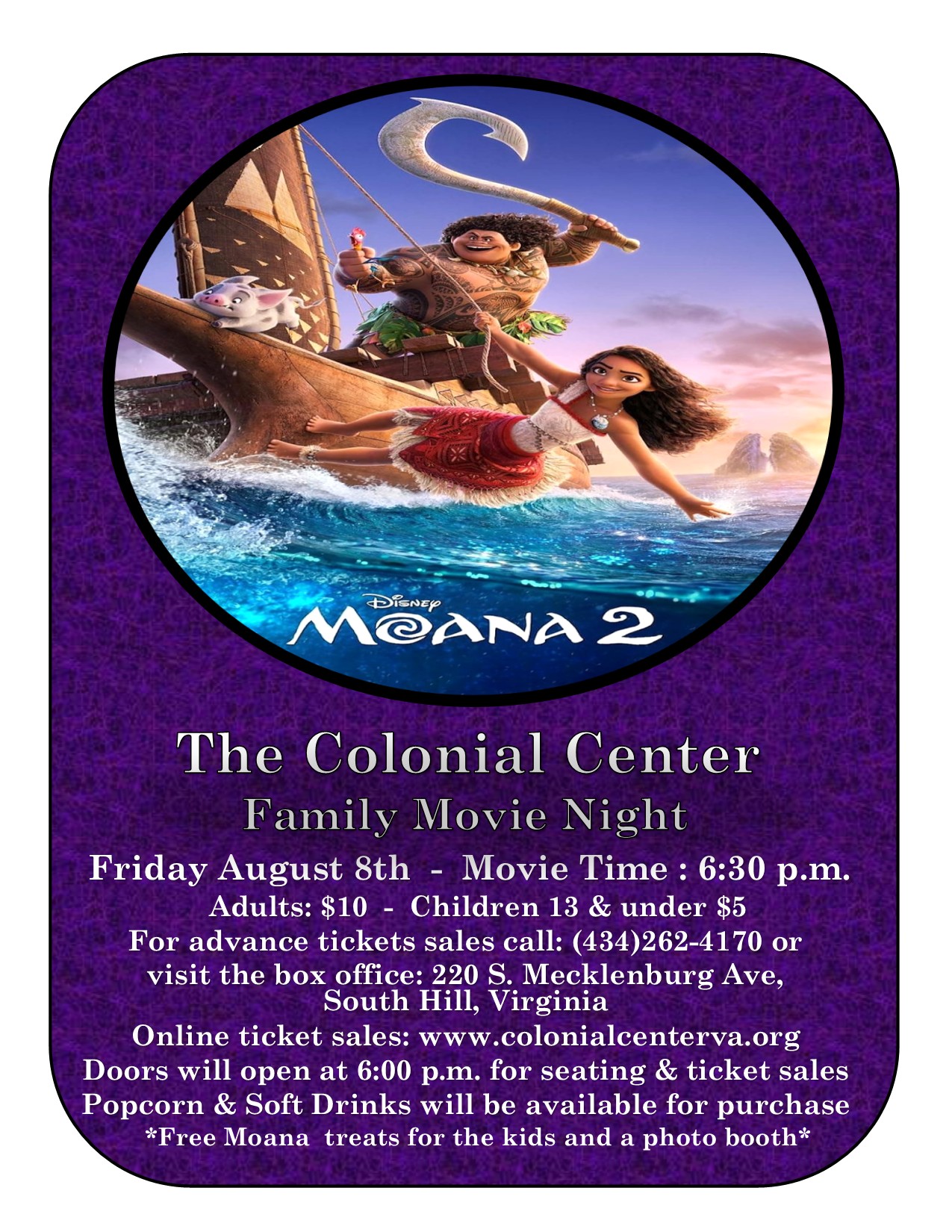 Photo by The Colonial Center for the Performing Arts in Colonial Center for the Performing Arts. An image of lion cub poster and text that says 'Friday Family Movie Night ORPHAN OUTSIDER KING MUFASA THE LION KING'.
